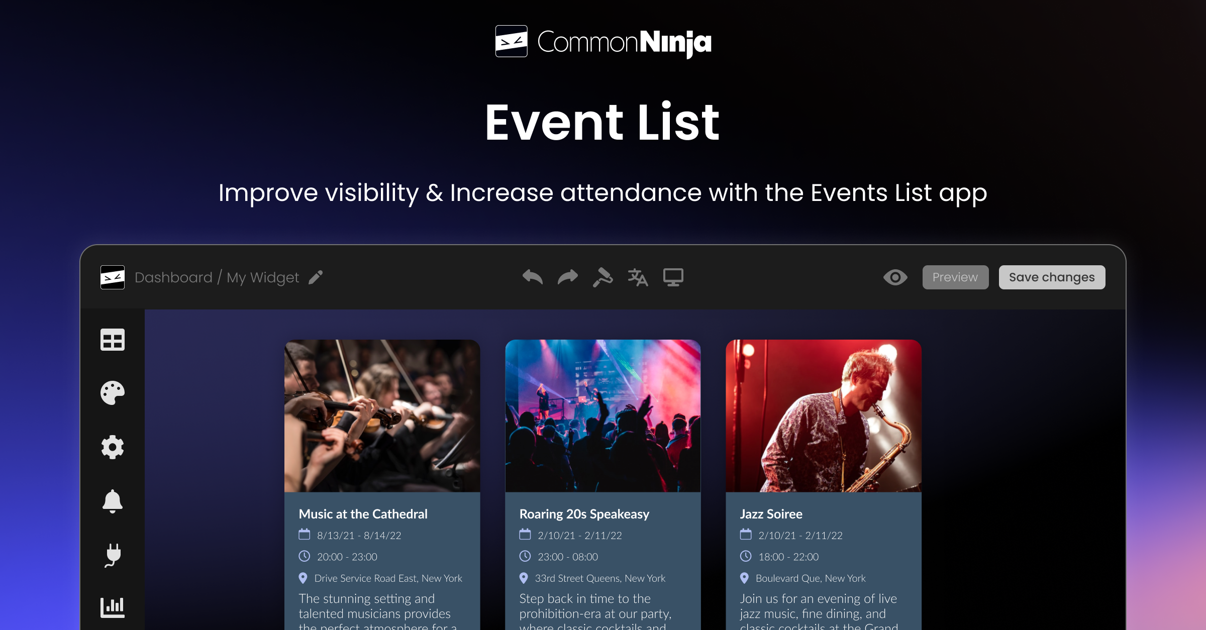 Event List Examples for Lovable
