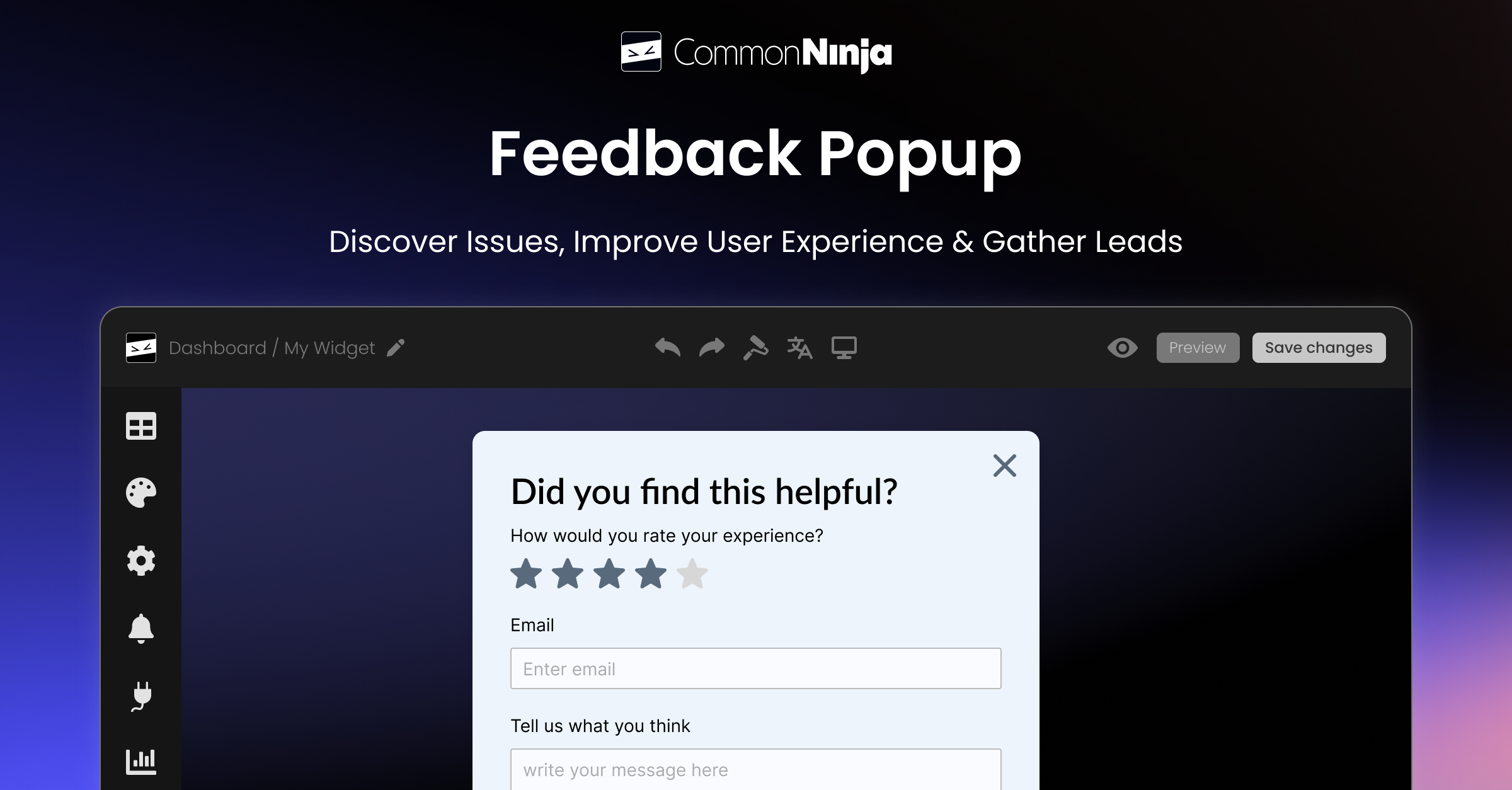 Feedback popup examples for canva