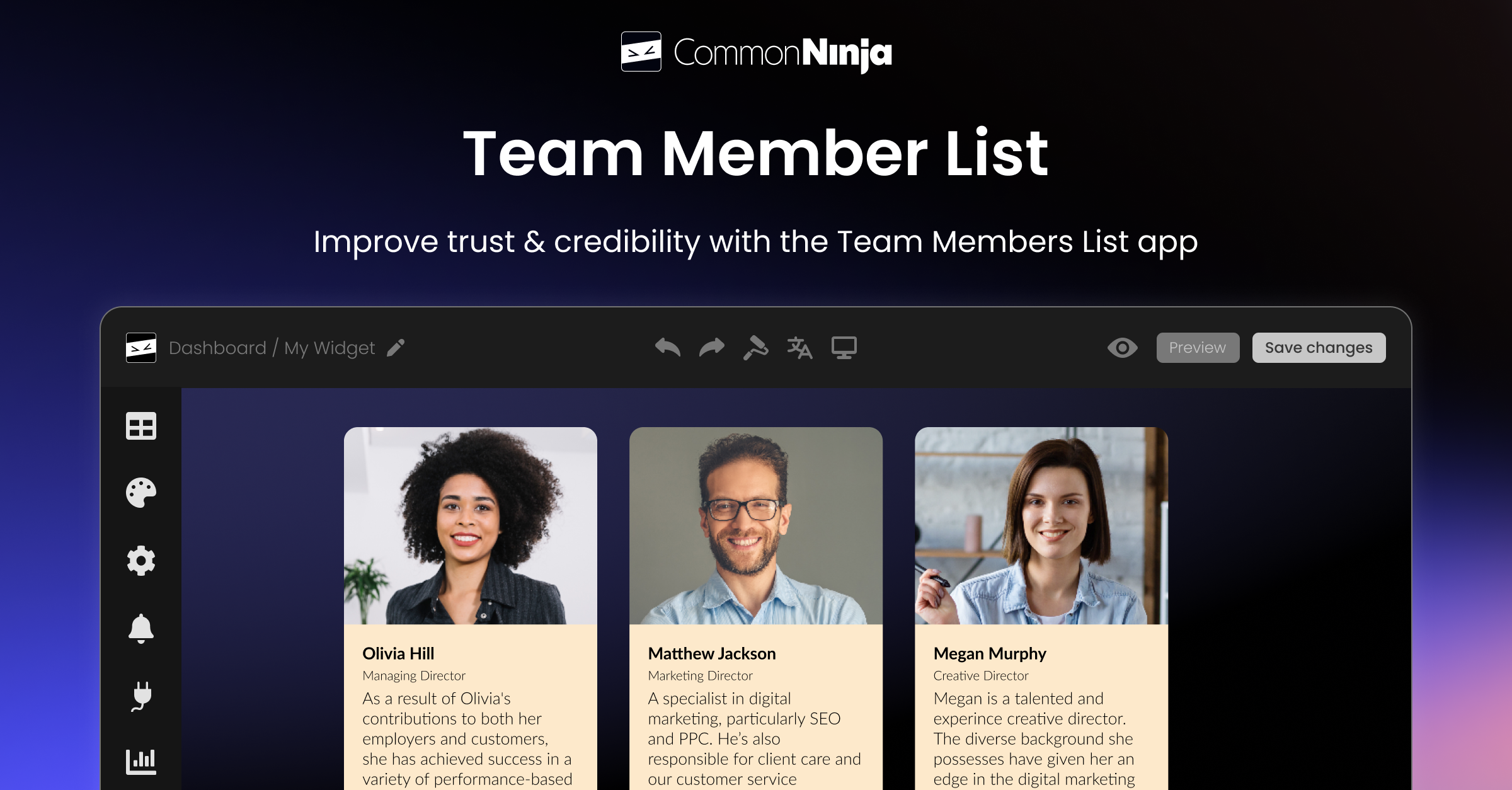 Team Member List widget for Duda - Free & Easy to Use